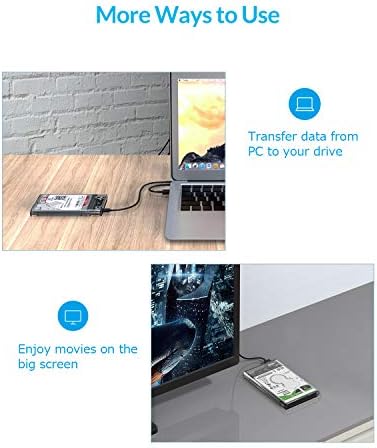 ORICO 2.5 External Hard Drive Enclosure SATA to USB C 3.1 6Gbps Transparent External Drive Enclosure for 7/9.5mm HDD/SSD Tool Free Disk Case Support UASP Up to 4TB -2139C3-CR