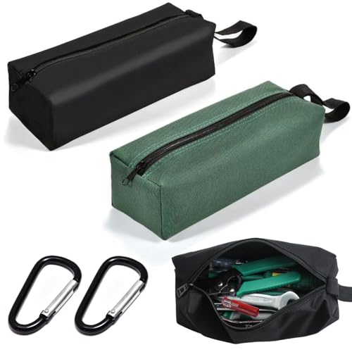 2 Werkzeugaufbewahrungstasche, Mehrzweck Verschleißfest Segeltuch Tool Bag, Kleine Tragbare Werkzeugtasche (2 Stück Schwarz+Grün)