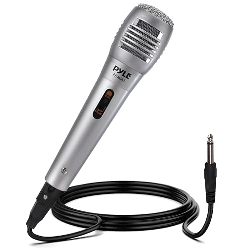 Pyle Wired Dynamic Microphone, Uni-Directional, Handheld Mic with Pop Filter, Steel Mesh Grill, 6.5 ft XLR Cable, Ideal for Stage and Studio Use, Rugged Construction, High Signal Output