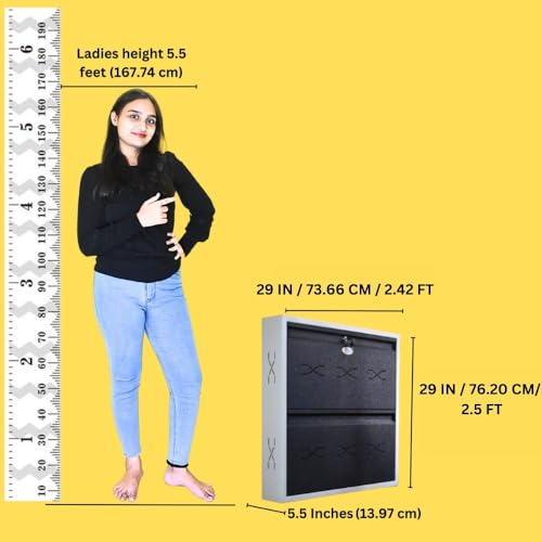 Image of I Metal Shoe Rack I Slim and Wall Mounted I 2 Shelves (Grey Colour) I Coad LC 2L-02 GR I Height 30 Inches, Width 29 Inches, Depth 5.5 Inches I 3 Years Warranty.