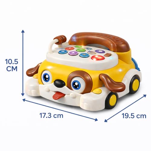 Image of TEC TAVAKKAL 18 Pcs Ice Cream Unicorn Cart Toy with Lights, Music & Bump-and-Go Action | Pretend Play Candy Shopping Cart | Musical Moving Toy | Educational Fun for Kids (Telephone Toy Yellow)