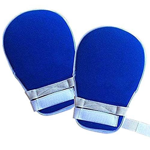 1 Pair Hand Finger Control Mitts Protection Gloves Loop Closure Prevent Self-Harm(Dark blue）