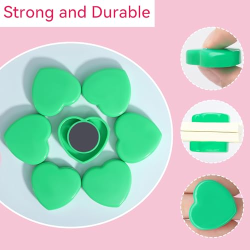 ZDZBLX Fridge Magnets, 30 Pack Strong Magnet, Mini Cute Heart-Shaped Green Magnets for Whiteboard Notice Board, Crafts - Image 2