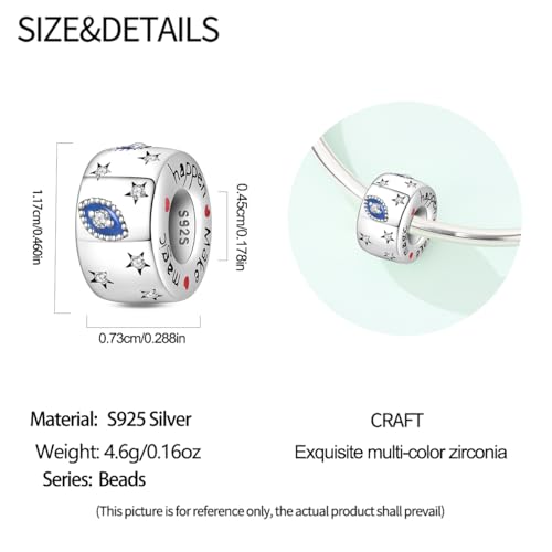 Image of 925 Sterling Silver Charms,Hypoallergenic Beads,Compatible with Pandora Bracelets and Necklaces,Women Holiday Gift Pendants