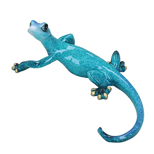 Sculpture murale lézard gecko bleu moucheté en résine décorative
