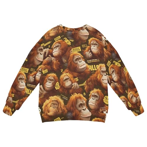 JUNZAN Cartoon Orangutans Dark Green Big Boys Hooded Sweatshirt Long Sleeve Sweatshirts for Boys Camping 4T2