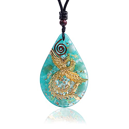 Day Day Up Phoenix Bird Pendant With Natural Agate Stone Necklace Orgone Pendant Rope Chain For Women Healing Crystal Jewelry Adjustable