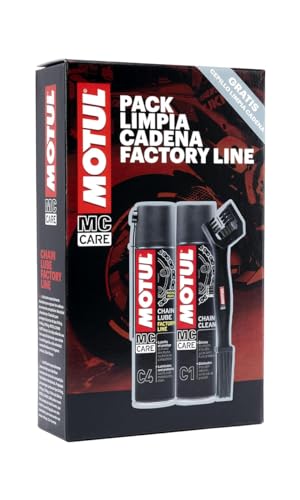 Reinigungs- und Schmer-Set für Ketten, Motul C4 400 ml + C1 400 ml + Bürste zum Reinigen Kette