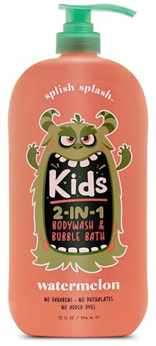 Splish Splash Kids 2-in-1 Body Wash & Bubble Bath | Tear-Free, Paraben-Free & Dye-Free | Gentle Suds for All Skin Types – Fun Bath Time for Kids – Watermelon 32 Fl Oz image 3