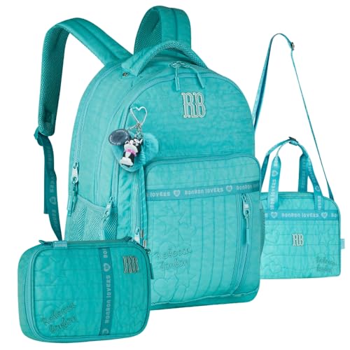 Kit Mochila Rebecca Bonbon Matelassê com Lancheira e Estojo Box Coleção 2026 RB27005 (VERDE)