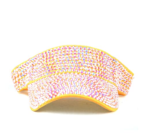 Image of Gudessly Shiny Rhinestones Sport Sun Visor Adjustable Summer Cap Visor Caps for Women Men