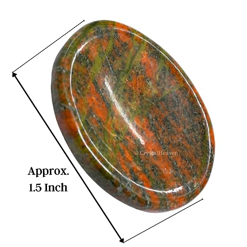 Image of Unakite Crystal Thumb Worry Pebbles Stones for Anxiety Stress Relief Massage - AAA Grade Original Healing Gemstone Agate Rubbing Stone for Yoga Meditation Spiritual Reiki Feng Shui