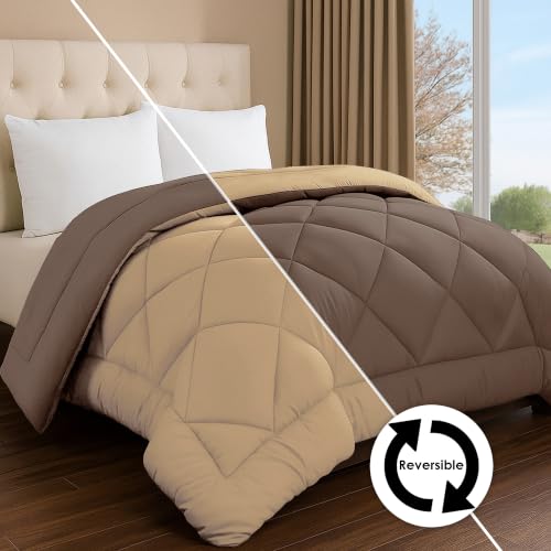 Image of Story@Home Reversible AC Comforter 220 GSM Lightweight Microfiber Summer Blanket for Double Bed (90x100 Inches) | Soft Cooling Quilt, Breathable All Season Duvet for AC Room - Camel Brown & Coffee