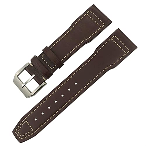 [KAPPDE] ׂ IWC IW3777 IW3270}[N18rbOpCbg̎vXgbv\tgJEnChuXbg20mm 21mm 22mmU[EHb`oh(Brown white silver,21mm)