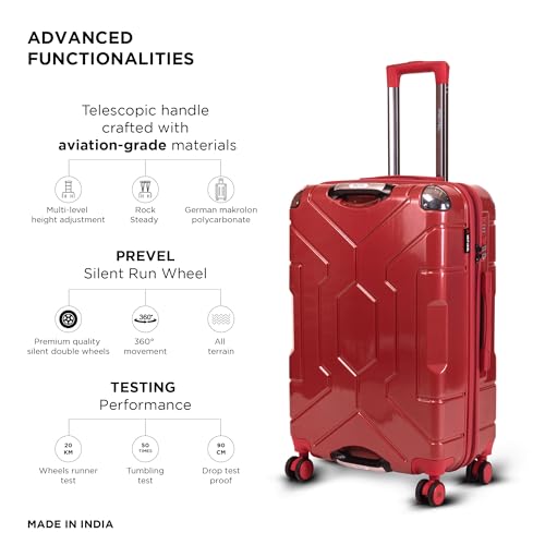 Image of Awenger Polycarbonate Trolley Bag Set - Cabin (50 cm) + Check-in (66 cm) | Hard Shell 8 Spinner Wheels | Lightweight & Durable Luggage | 360 Spinner | Water Repellent | Red