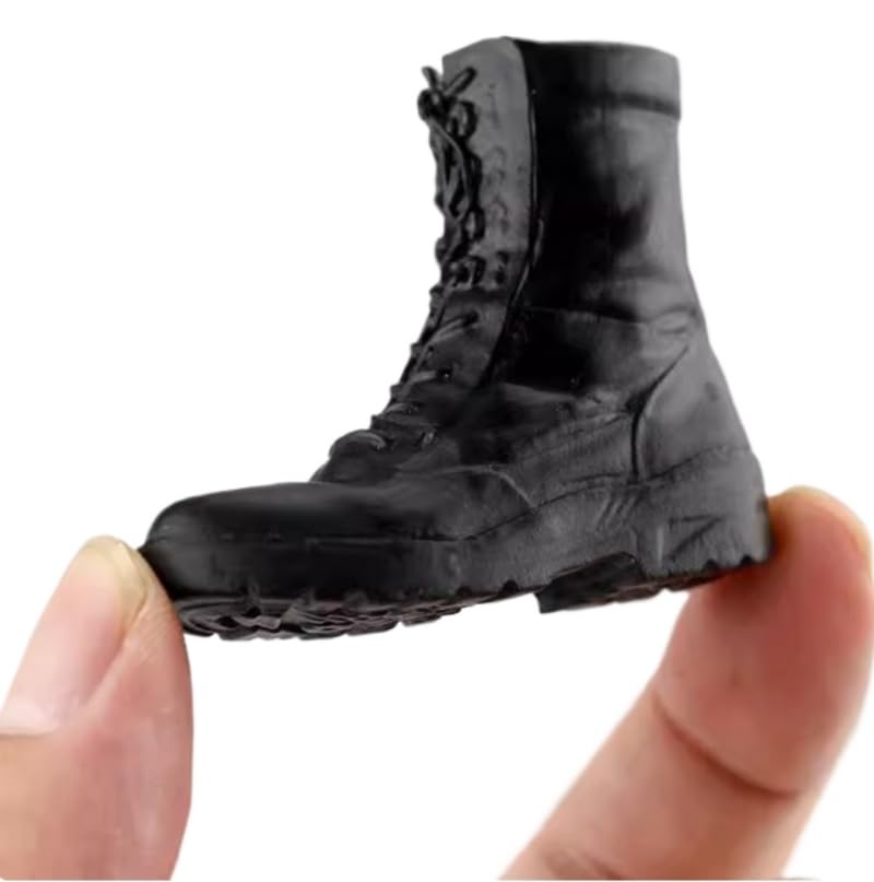 ximitoy 1/6 Male Soldier Solid Black Shoes Combat Boots Model for 12''