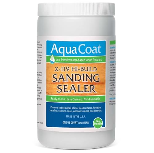 Aqua Coat X-119 Water-Based Sanding Sealer - Fast-Drying, High-Build Sealer for Woodworking Projects - Ideal for Furniture, Cabinets, and Millwork - Quart