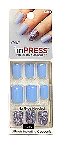 Kiss imPress Press-On Manicure Periwinkle Blue Nails Flash Mob