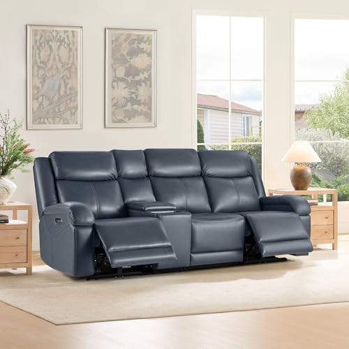 Watson & Whitely Leather Power Recliner Sofa, 3-Seater, Navy