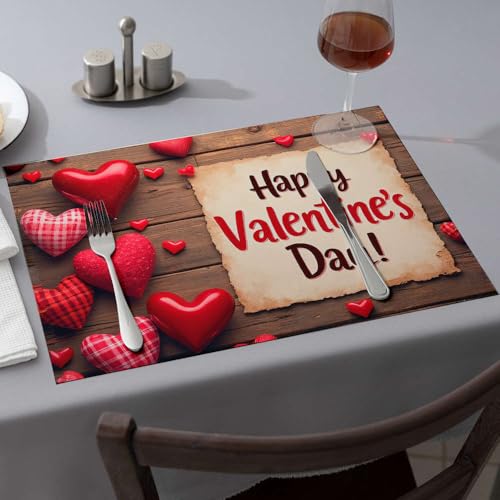 Set de table Happy Valentine's Day lot de 6 finitions soignées - 2