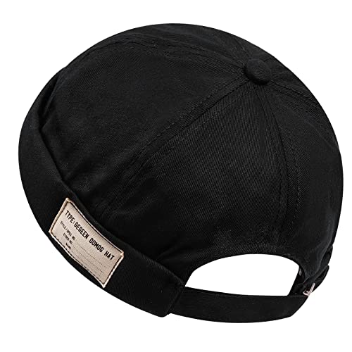 CLAPE Coton Bonnet Docker Homme Femme Casquette sans Visière Adjustable Docker Hat Bonnet de Marin Beanie Skullcap Black GD21