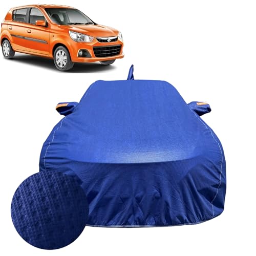 Image of Car Cover for Maruti Suzuki Alto K10 (2014-2021) |100% Waterproof Cover with Antenna & Reflective Mirror Pockets | Dustproof, Scratchproof, Heatproof Car Cover |Soft Cotton Lining| Blue
