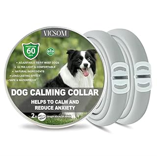 VICSOM Collare Calmante per Cani, Collare Calmante Regolabile per Cani, Collare Calmo per Cani Naturale Feromoni Anti-Ansia, Regolabile e Impermeabile per Cani di Tutte Le Taglie 25.5In 2pcs Grigio