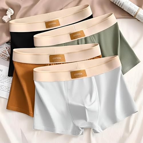 farmer's craft Men's Soft Luxury Comfortable Breathable Boxer Briefs Underwear, 4-Pack, Multicolor with Waistband2