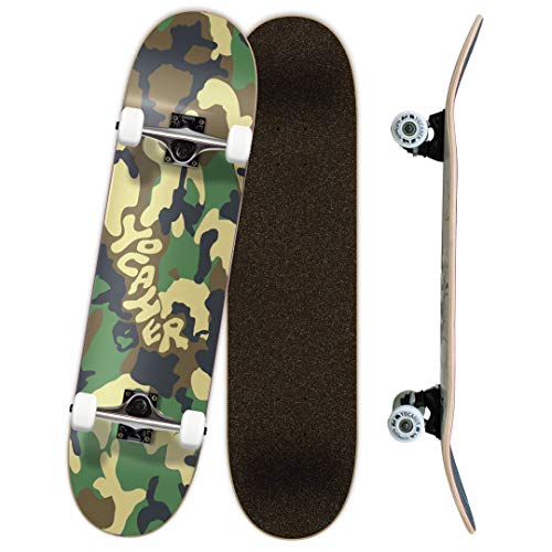 Yocaher Pro Skateboards Blank, Checker, Camo Professional Complete Skateboard 7.75