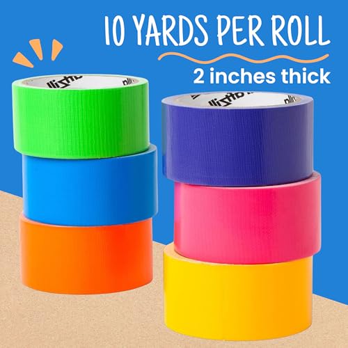 Craftzilla Colored Duct Tape Multi-Pack, 6 Bright Colors,10 Yards x 2 Inch - Additional View