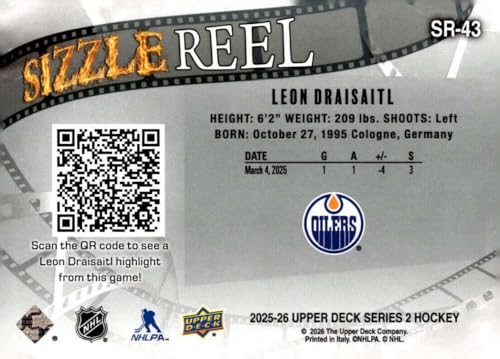 LEON DRAISAITL 2025-26 Upper Deck Series 2 Sizzle Reel #SR-43 NM-MT Hockey Oilers