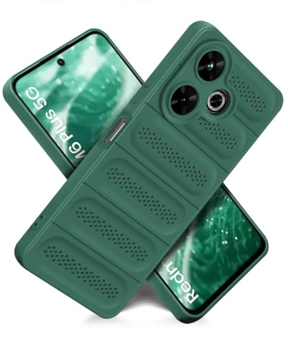 Image of WOW IMAGINE Ultimate Silicone Back Cover Case for Mi Redmi 13 5G | Poco M6 Plus 5G | Heat Dissipation Thin Soft TPU | 360 Camera Protection | Breathable Cooling Holes - Forest Green
