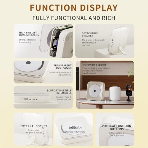 Lecteur CD portable USB et Bluetooth doté de puissants haut-parleurs