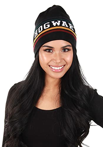Harry Potter Hogwarts Reversible Knit Beanie - Acrylic Winter Hat with Hogwarts Crest - One Size Fits Most