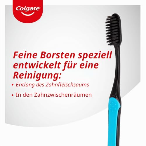 COLGATE - Zahnbürste Colgate Slim Soft Active Kohle – Zahnbürste mit Aktivkohle – weich – reinigt präzise – 2 Stück – Ansicht 4