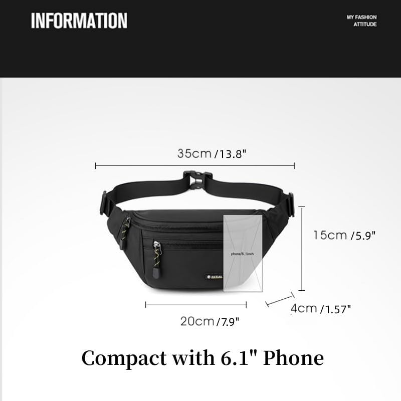 Miniatura 3 de Riñonera para hombres y mujeres, bolsa de hombro cruzada con 4 bolsillos, bolsa de cintura, bolsa para cinturón para viajes, caminar, correr,