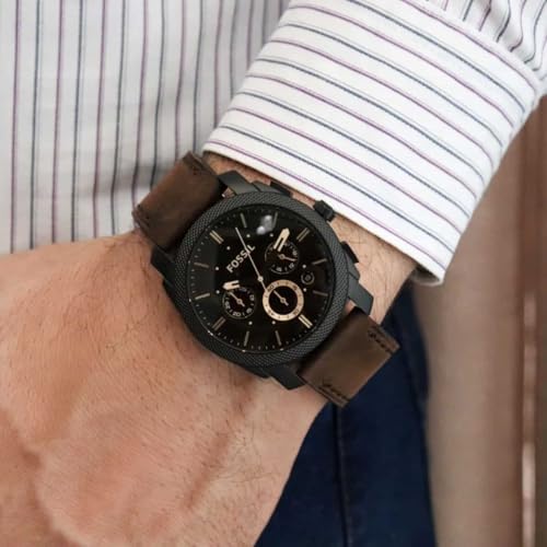 Image of Fossil Machine Black Dial Brown Strap Men's Watch FS4656