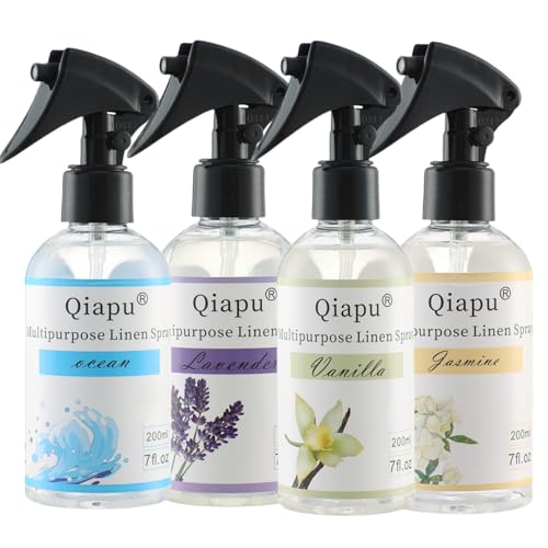 Spray de lino natural para habitación, aceites esenciales, spray de almohada para ropa de cama, almohadas, sábanas, cortinas, niebla y tela aromaterapia (lavanda, océano, vainilla y jazmín)