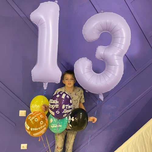 Image of Light Purple Number 21 Balloons for Her, 40 Inch Pastel Lavender Foil Number 2 & 1 Balloons for Women, 21st Birthday Balloons for 21 Year Old Girls 12th Anniversary Birthday Party Decorations Supplies