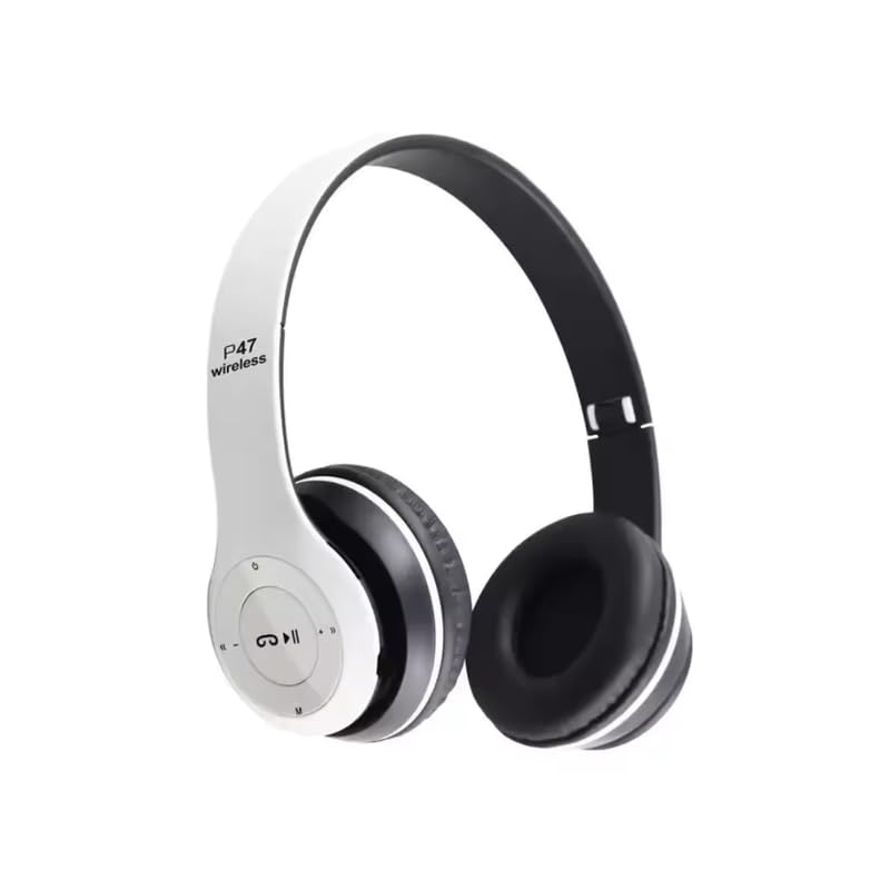 P47 Wireless Bluetooth Over Ear Headphones - Best Wireless Gaming Headphones Under 1000 | Premium BT Headphone for Music & Gaming (White)-picture-32