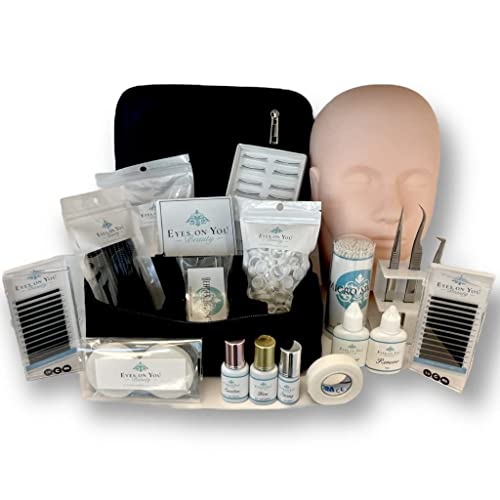 EYES ON YOU BEAUTY Professional Eyelash Extension Starter Kit with Fashion Cloth Case Suitcase & Free Online Education - Volume Volume