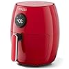 Small compact air fryer 21qt 4 in 1 small mini airfryer bake roast reheat 98 less oil adjustable temperature control w 12h timer quiet nonstick dishwasher safe basket bpa free red  urban country home decor