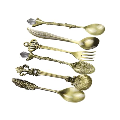 Zincs - Juego de 6 cucharas de café antiguas para mezclar cócteles y postres, aptas para lavavajillas, resistentes a la corrosión