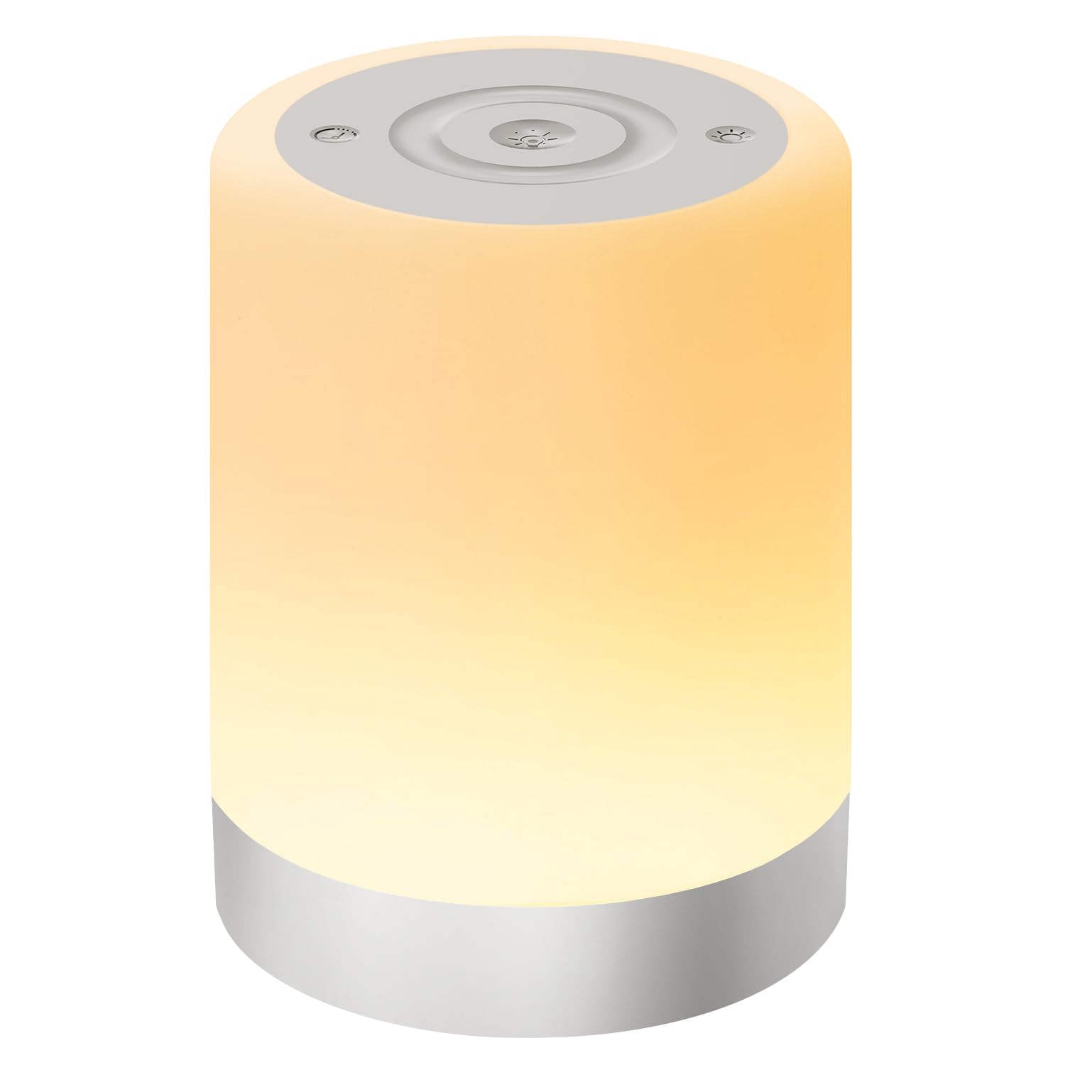 Auxmir Nachttischlampe Nachtlicht Touch Dimmbar, 3000mAh Tischlampe Kabellos USB Aufladbar mit 256 RGB Farben 5 Modi, Timing Funktion, LED Stilllicht Lampe für Kinder Deko Schlafzimmer Camping, Silber