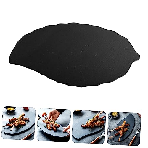 Plato para sushi en forma de hoja, piedra negra miniatura 2