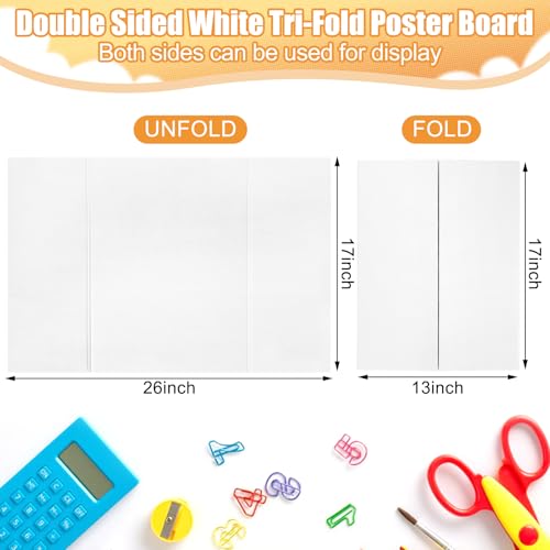 Image of 3 Pack Small Trifold Poster Board 26 inch x 17 inch White Corrugated Project Boards for Science Fairs, School Projects and Event Displays