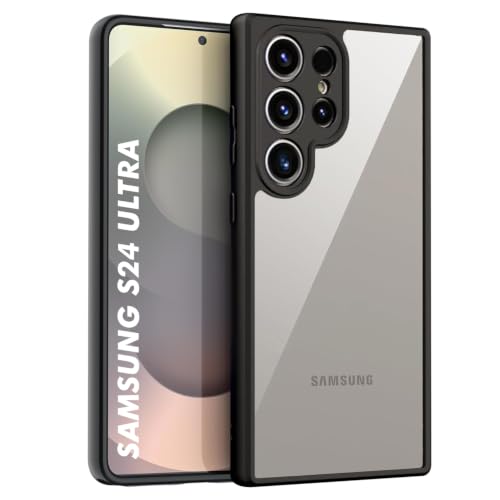Image of VONZEE Clear Back Case Cover for Samsung Galaxy S24 Ultra 5G | Shockproof Design | Hard Back Cover Case for Samsung Galaxy S24 Ultra 5G (PC & TPU, Black)