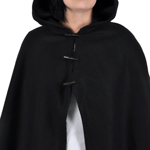 Mittelalter Umhang Damen Kapuze Knebelverschluss warm u wasserabweisend schwarz - 5