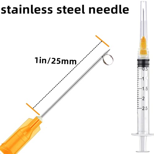 Image of 100 Pack 2.5ml 25Ga Plastic Syringe with Measurement for Scientific Labs and Industrial Dispensing, Disposable Individually Wrapped (100, 2.5ml-25Ga)