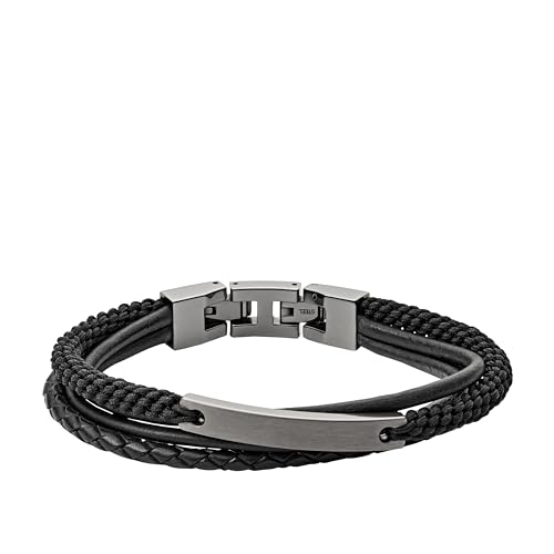 Fossil Men's Plated Stainless Steel Engravable Personalized Gift ID, Chain or Cuff Bracelet for Men